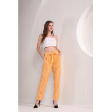 Women's Yellow Striped Ankle Pants